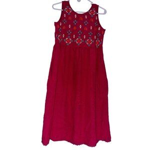 Colour Me By Melange Womens Tank Dress Sz M Bright Pink Aztec Embroidery Boho